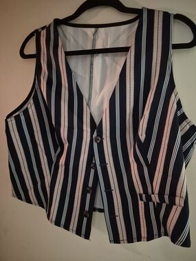 Striped Navy and White Women's Vest